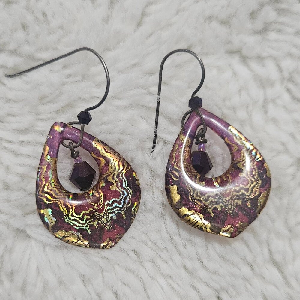 Purple and Gold Earrings
